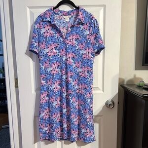 MAHI GOLD Casual Blue and Pink Polo Collar Mini Dress